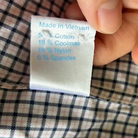 Twillory Blue Pink White Plaid Checkered Print Long Sleeve Button Up Shirt 34/35 - Picture 3 of 5